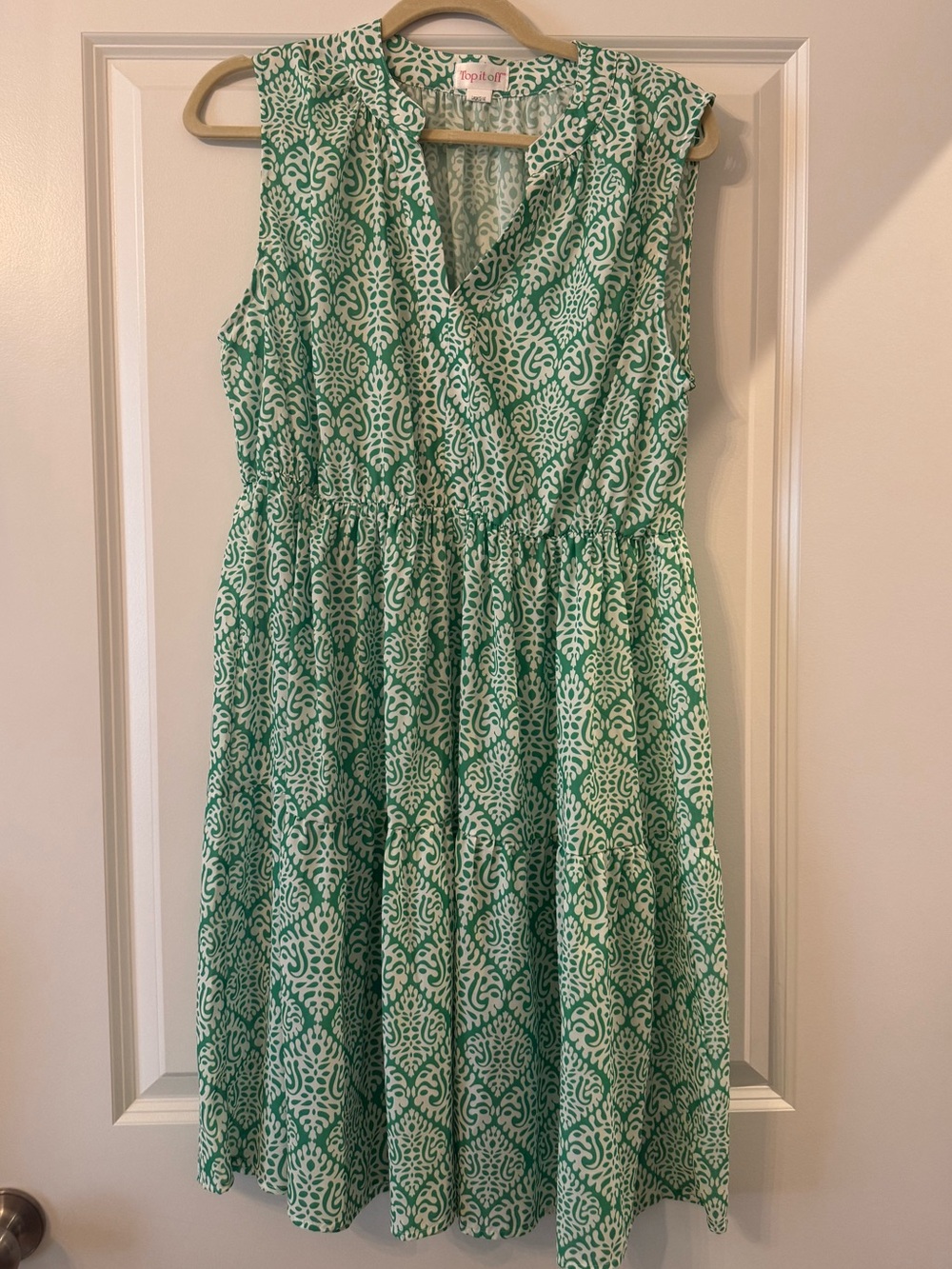 Top It Off Green Printed Sleeveless Dress